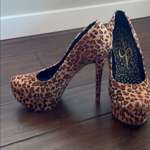 Leopard cheetah platform heels